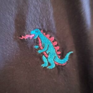 Riot Society Black Tee with Blue and Pink Dinosaur